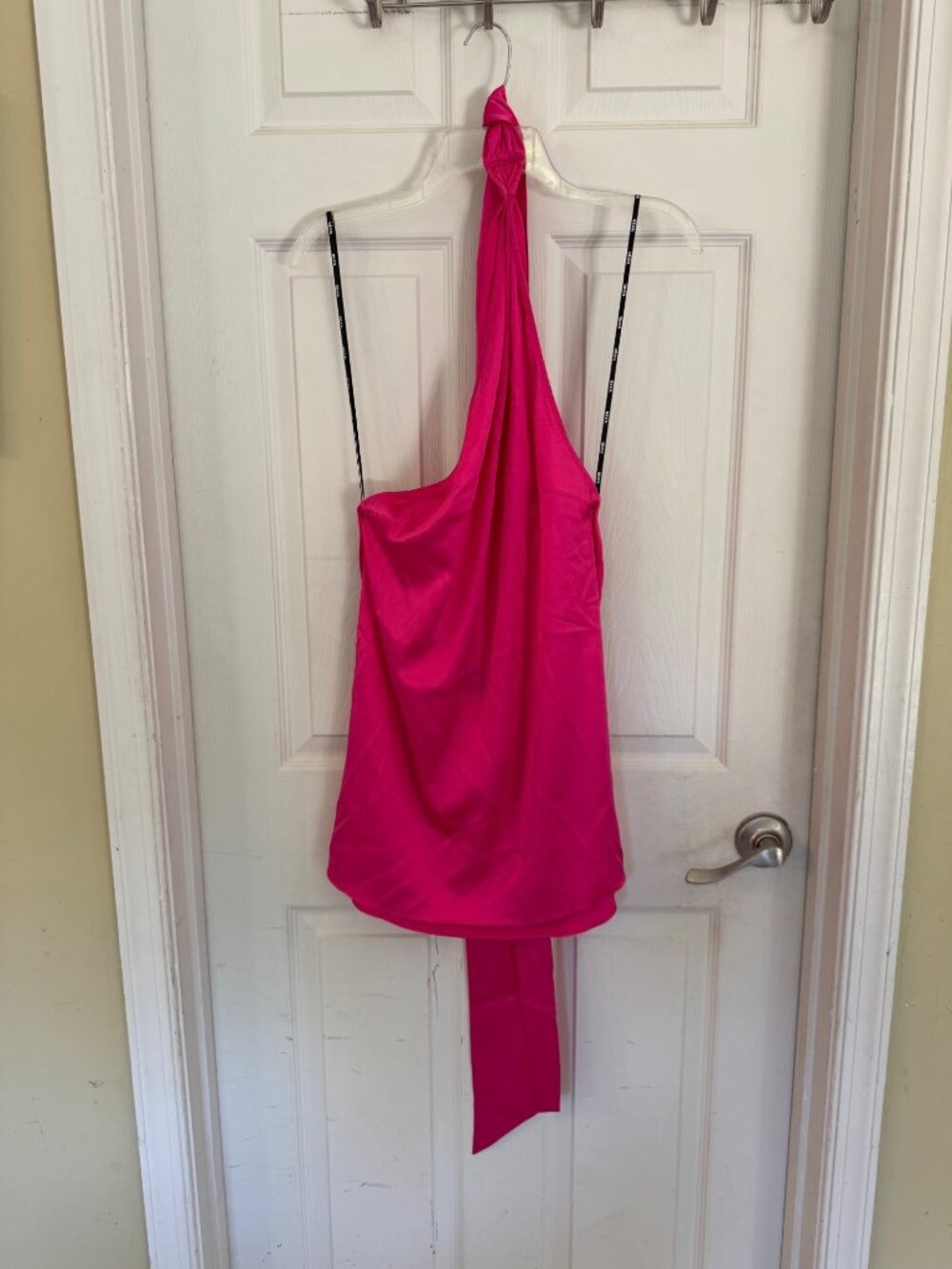 Seroya Kendall Silk Halter Mini Dress Hot Pink Backless Elegant Satin Medium - Picture 4 of 12